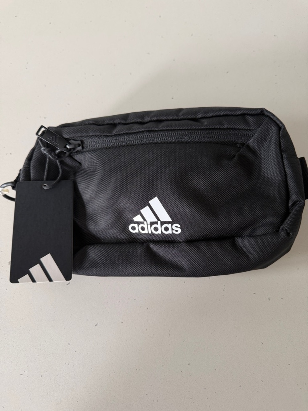adidas Black Waist Bag with White Logo